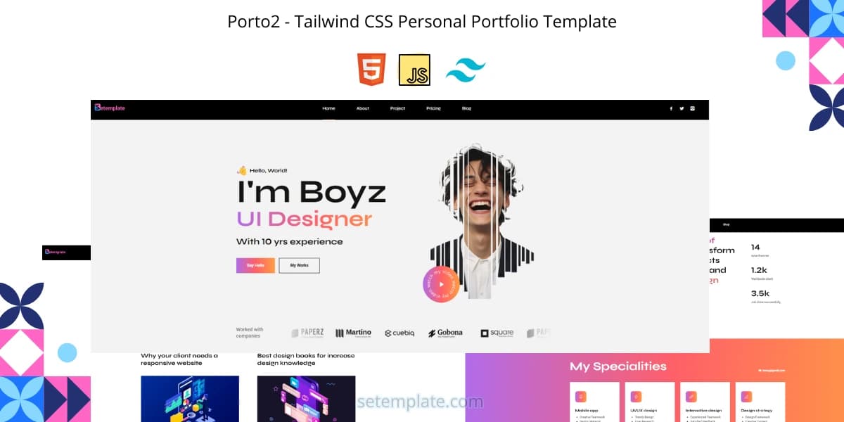 Porto2 - Tailwind CSS Minimalist Portfolio Template