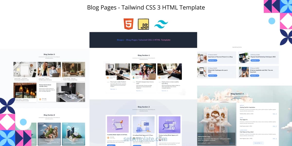 Blog Pages Tailwind CSS 3 HTML Template